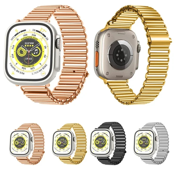 鍊扣不鏽鋼錶帶，適用於 Apple Watch Ultra 49mm / Series 8&7 45mm / SE 2&6&SE&5&4 44mm / 3&2&1 42mm，適用於 Apple Watch Series 8&7 41mm / SE 2&6&SE&5&4 40mm / 3&2&1 38mm