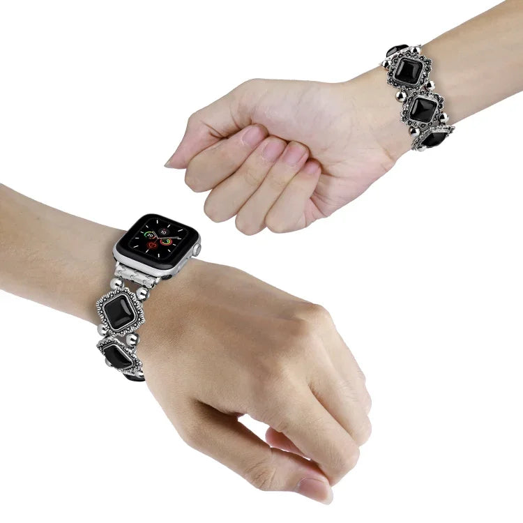 復古松石金屬錶帶，適用於 Apple Watch Ultra 49mm / Series 8&7 45mm / SE 2&6&SE&5&4 44mm / 3&2&1 42mm，適用於 Apple Watch Series 8&7 41mm / SE 2&6&SE&5&4 40mm / 3&2&1 38mm