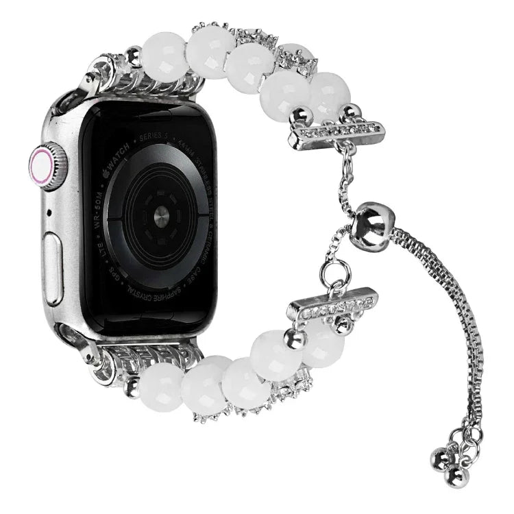 雙排珠伸縮鍊錶帶，適用於 Apple Watch Ultra 49mm / Series 8&7 45mm / SE 2&6&SE&5&4 44mm / 3&2&1 42mm，適用於 Apple Watch Series 8&7 41mm / SE 2&6&SE&5&4 40mm / 3&2&1 38mm