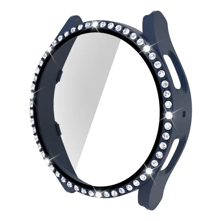 單排鑽石 PC + 鋼化玻璃手錶殼，適用於 Samsung Galaxy Watch5 44mm