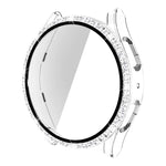 單排鑽石 PC + 鋼化玻璃手錶殼，適用於 Samsung Galaxy Watch5 44mm