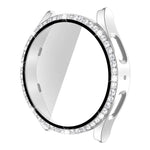 單排鑽石 PC + 鋼化玻璃手錶殼，適用於 Samsung Galaxy Watch5 44mm