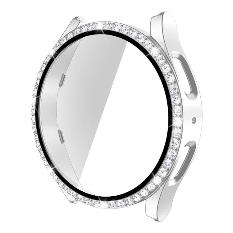 單排鑽石 PC + 鋼化玻璃手錶殼，適用於 Samsung Galaxy Watch5 44mm