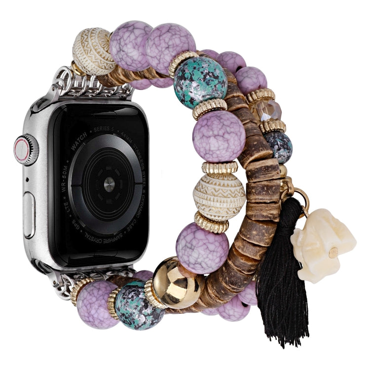 Beads Elephant Pendant Watch Band, For Apple Watch Series 10 46mm, For Apple Watch Series 10 42mm, For Apple Watch SE 2023 44mm, For Apple Watch SE 2023 40mm, For Apple Watch Ultra 2 49mm, For Apple Watch 9 45mm, For Apple Watch 9 41mm                 ...