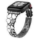 花瓣金屬鑽石錶帶，適用於 Apple Watch SE 2023 44mm，Apple Watch Ultra 49mm，Apple Watch 8 41mm，Apple Watch 8 45mm，Apple Watch 7 41mm，Apple Watch 7 45mm，Apple Watch SE 2023 40mm，Apple Watch SE 2022 40mm