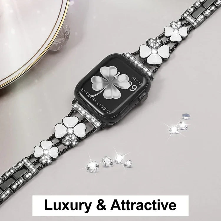Petal 金屬鑽石錶帶，適用於 Apple Watch 3 38mm、Apple Watch 9 45mm、Apple Watch 3 42mm、Apple Watch 2 38mm、Apple Watch 2 42mm、Apple Watch 38mm、Apple Watch 42mm、Apple Watch 9 41mm