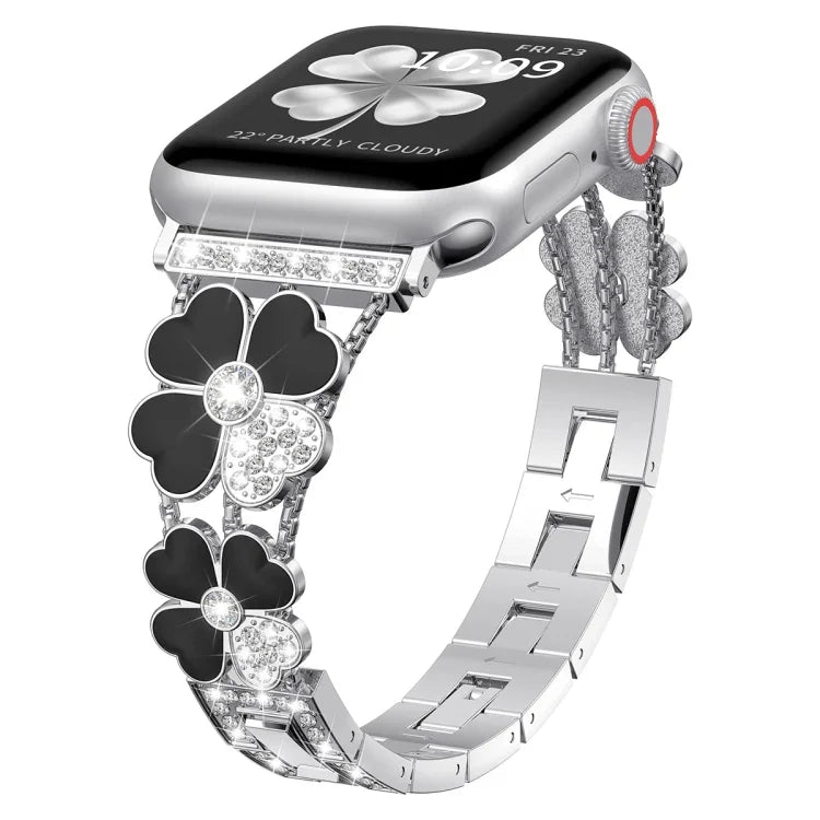 Petal 金屬鑽石錶帶，適用於 Apple Watch 3 38mm、Apple Watch 9 45mm、Apple Watch 3 42mm、Apple Watch 2 38mm、Apple Watch 2 42mm、Apple Watch 38mm、Apple Watch 42mm、Apple Watch 9 41mm