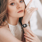 花瓣金屬鑽石錶帶，適用於 Apple Watch SE 2023 44mm，Apple Watch Ultra 49mm，Apple Watch 8 41mm，Apple Watch 8 45mm，Apple Watch 7 41mm，Apple Watch 7 45mm，Apple Watch SE 2023 40mm，Apple Watch SE 2022 40mm