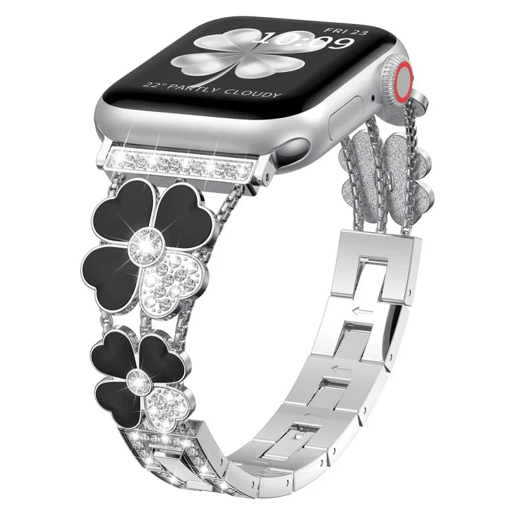 Petal 金屬鑽石錶帶，適用於 Apple Watch 3 38mm、Apple Watch 9 45mm、Apple Watch 3 42mm、Apple Watch 2 38mm、Apple Watch 2 42mm、Apple Watch 38mm、Apple Watch 42mm、Apple Watch 9 41mm