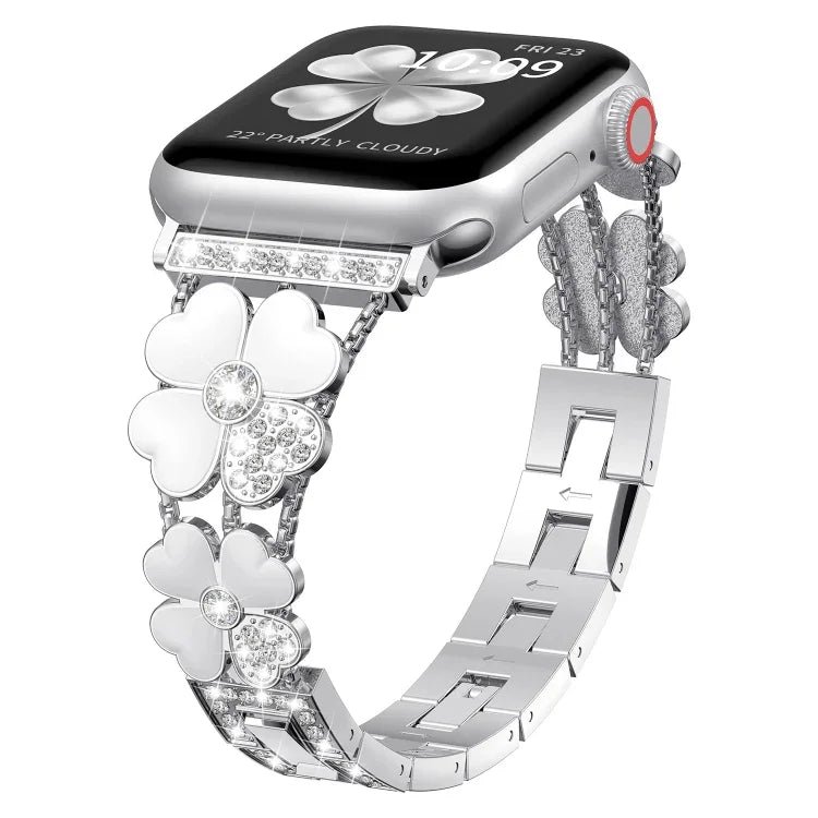Petal 金屬鑽石錶帶，適用於 Apple Watch 3 38mm、Apple Watch 9 45mm、Apple Watch 3 42mm、Apple Watch 2 38mm、Apple Watch 2 42mm、Apple Watch 38mm、Apple Watch 42mm、Apple Watch 9 41mm