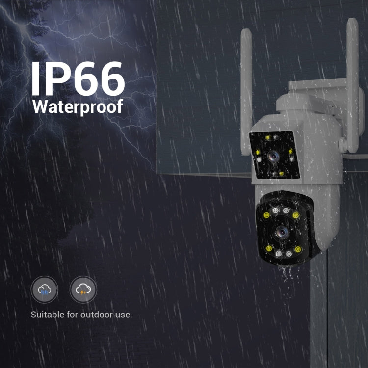 ESCAM PT210 2x3MP 雙鏡頭雙螢幕監視 WiFi 攝影機，支援雙向語音、動態偵測及雲端儲存，PT210