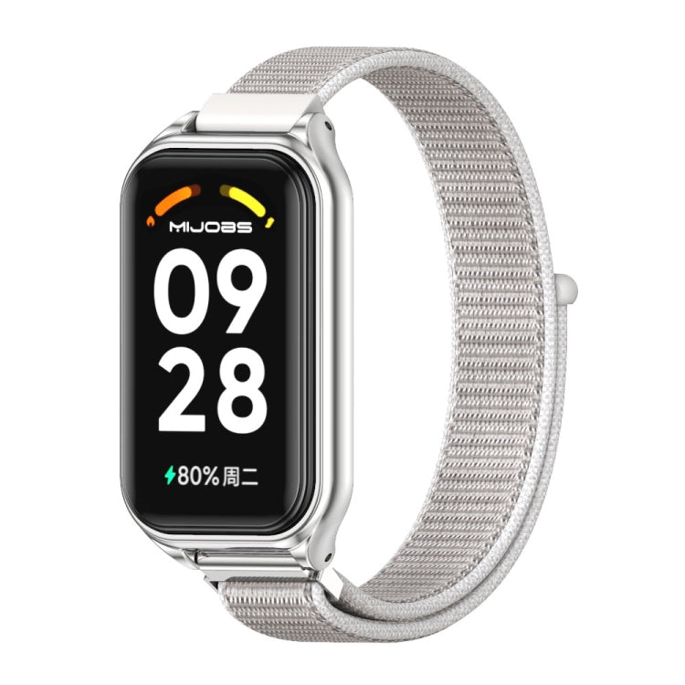 Mijobs Metal Shell Breathable Nylon Loop Watch Band, For Xiaomi Smart Band 8 Active / Redmi Band 2