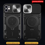 CD紋理滑動鏡頭蓋磁吸手機殼，適用於iPhone 11，適用於iPhone 11 Pro