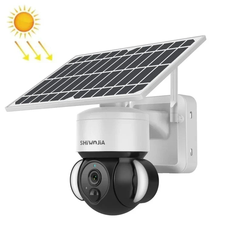 SHIWOJIA IP66 防水 4G 3MP 太陽能半球 IP 攝影機，雙向語音及 PIR 動態偵測與夜視，EU、AU、US