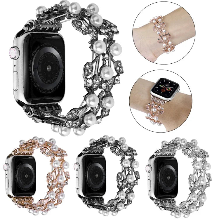 四葉珠金屬錶帶，適用於Apple Watch Series 10 46毫米，適用於Apple Watch Series 10 42毫米，適用於Apple Watch SE 2023 44毫米，適用於Apple Watch SE 2023 40毫米，適用於Apple Watch Ultra 2 49毫米，適用於Apple Watch 9 45毫米，適用於Apple Watch 9 41毫米