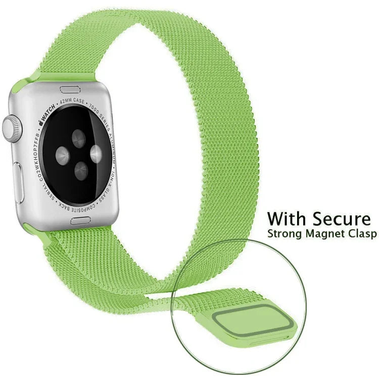 適用於 Apple Watch 系列米蘭尼斯環磁吸不鏽鋼錶帶，5 & 4 40mm / 3 & 2 & 1 38mm，5 & 4 44mm / 3 & 2 & 1 42mm