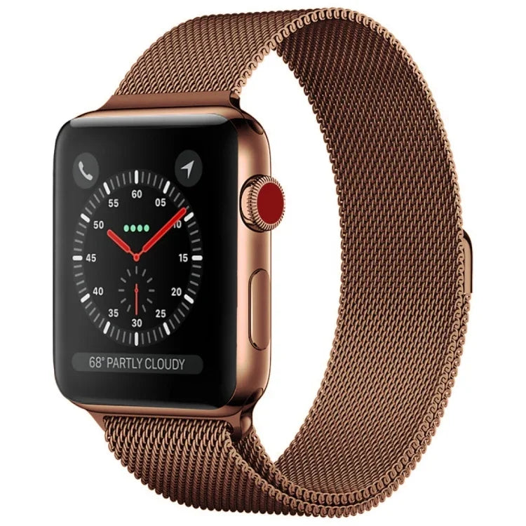 適用於 Apple Watch 系列米蘭尼斯環磁吸不鏽鋼錶帶，5 & 4 40mm / 3 & 2 & 1 38mm，5 & 4 44mm / 3 & 2 & 1 42mm