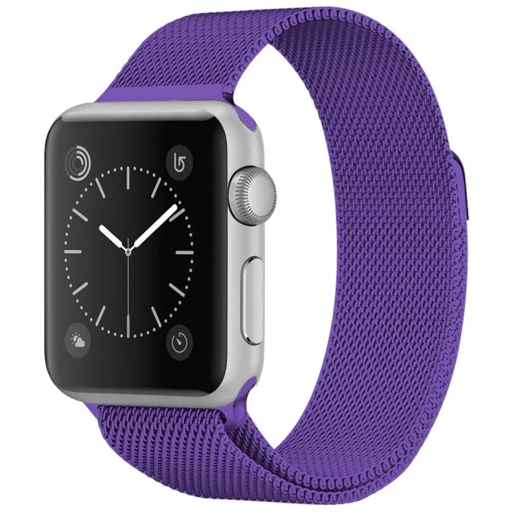 適用於 Apple Watch 系列米蘭尼斯環磁吸不鏽鋼錶帶，5 & 4 40mm / 3 & 2 & 1 38mm，5 & 4 44mm / 3 & 2 & 1 42mm
