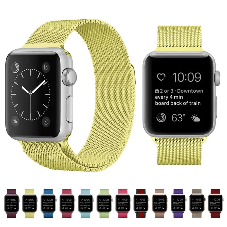適用於 Apple Watch 系列米蘭尼斯環磁吸不鏽鋼錶帶，5 & 4 40mm / 3 & 2 & 1 38mm，5 & 4 44mm / 3 & 2 & 1 42mm