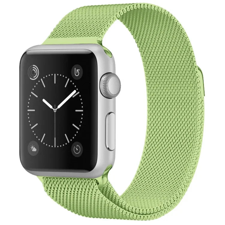 適用於 Apple Watch 系列米蘭尼斯環磁吸不鏽鋼錶帶，5 & 4 40mm / 3 & 2 & 1 38mm，5 & 4 44mm / 3 & 2 & 1 42mm