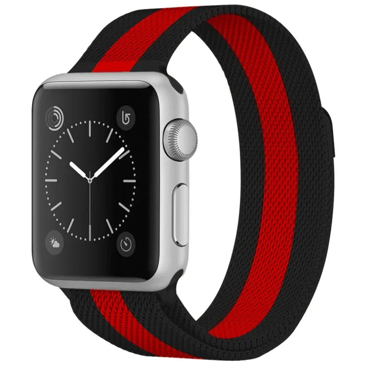 適用於 Apple Watch 系列米蘭尼斯環磁吸不鏽鋼錶帶，5 & 4 40mm / 3 & 2 & 1 38mm，5 & 4 44mm / 3 & 2 & 1 42mm