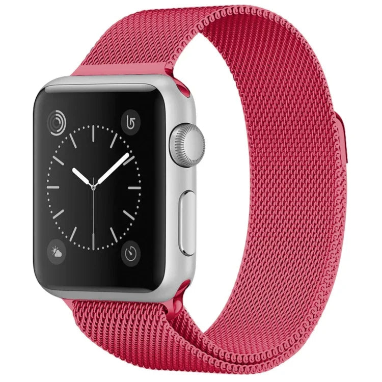 適用於 Apple Watch 系列米蘭尼斯環磁吸不鏽鋼錶帶，5 & 4 40mm / 3 & 2 & 1 38mm，5 & 4 44mm / 3 & 2 & 1 42mm