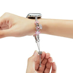 珠珠手鍊金屬錶帶，適用於 Apple Watch 8 45mm，Apple Watch SE 2022 40mm，Apple Watch SE 2022 44mm，Apple Watch 7 41mm，Apple Watch 7 45mm，Apple Watch SE 40mm，Apple Watch SE 44mm，Apple Watch 6 40mm