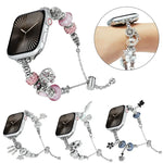珠珠手鍊金屬錶帶，適用於 Apple Watch 8 45mm，Apple Watch SE 2022 40mm，Apple Watch SE 2022 44mm，Apple Watch 7 41mm，Apple Watch 7 45mm，Apple Watch SE 40mm，Apple Watch SE 44mm，Apple Watch 6 40mm