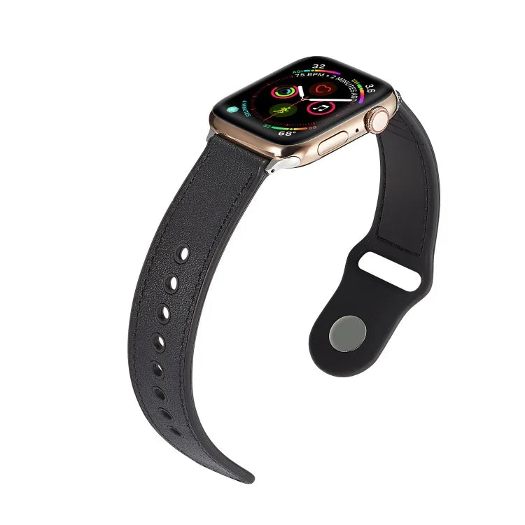 單扣 TPU+ 真皮錶帶，適用於 Apple Watch Series 7 41mm / 6 & SE & 5 & 4 40mm / 3 & 2 & 1 38mm，適用於 Apple Watch Series 7 45mm / 6 & SE & 5 & 4 44mm / 3 & 2 & 1 42mm，適用於 Apple Watch Series 8&7 41mm / SE 2&6&SE&5&4 40mm / 3&2&1 38mm ...