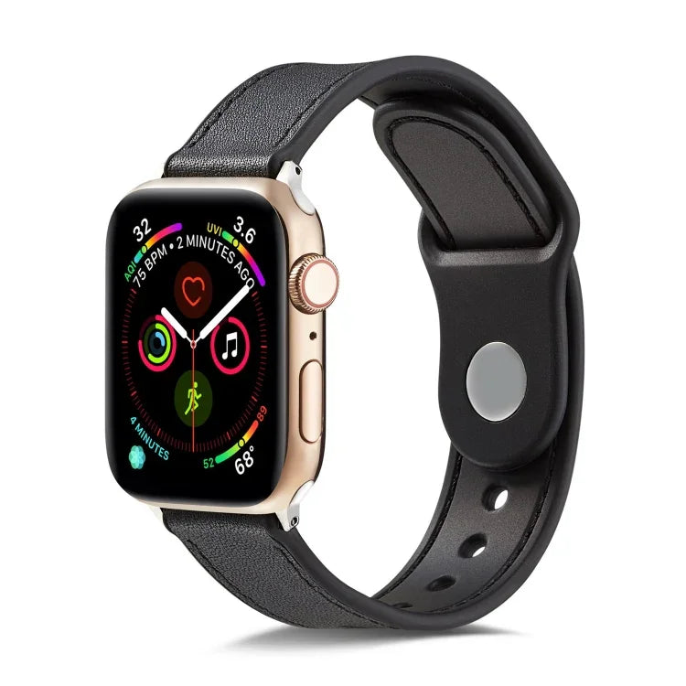 單扣 TPU+ 真皮錶帶，適用於 Apple Watch Series 7 41mm / 6 & SE & 5 & 4 40mm / 3 & 2 & 1 38mm，適用於 Apple Watch Series 7 45mm / 6 & SE & 5 & 4 44mm / 3 & 2 & 1 42mm，適用於 Apple Watch Series 8&7 41mm / SE 2&6&SE&5&4 40mm / 3&2&1 38mm ...