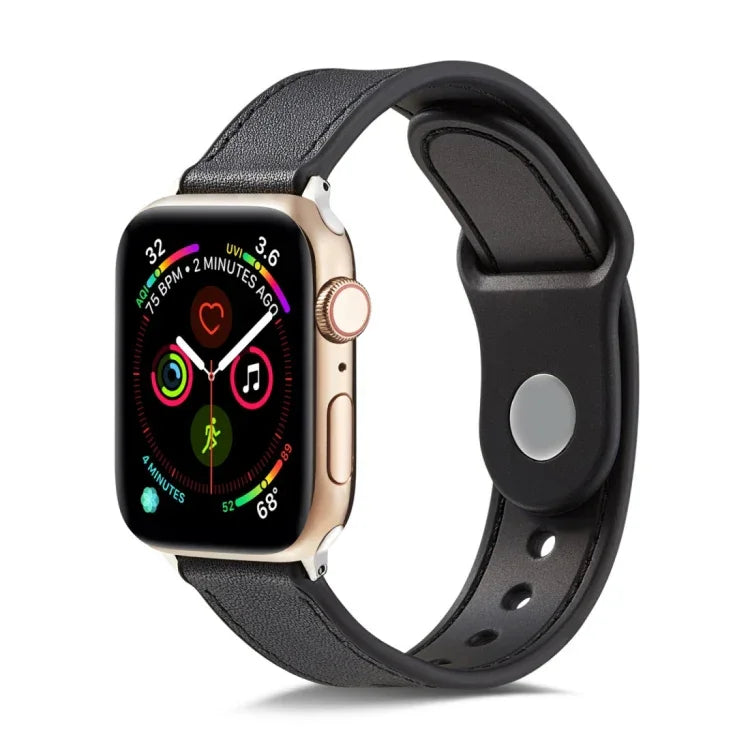 單扣 TPU+ 真皮錶帶，適用於 Apple Watch Series 7 41mm / 6 & SE & 5 & 4 40mm / 3 & 2 & 1 38mm，適用於 Apple Watch Series 7 45mm / 6 & SE & 5 & 4 44mm / 3 & 2 & 1 42mm，適用於 Apple Watch Series 8&7 41mm / SE 2&6&SE&5&4 40mm / 3&2&1 38mm ...