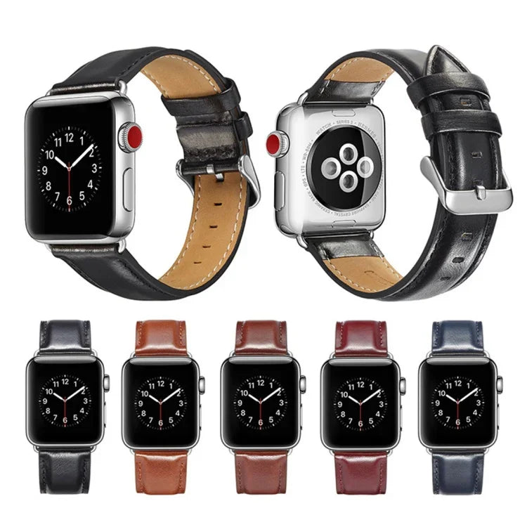 瘋馬紋理頂級牛皮錶帶，適用於 Apple Watch Series 7 41mm / 6 & SE & 5 & 4 40mm / 3 & 2 & 1 38mm，適用於 Apple Watch Series 7 45mm / 6 & SE & 5 & 4 44mm / 3 & 2 & 1 42mm