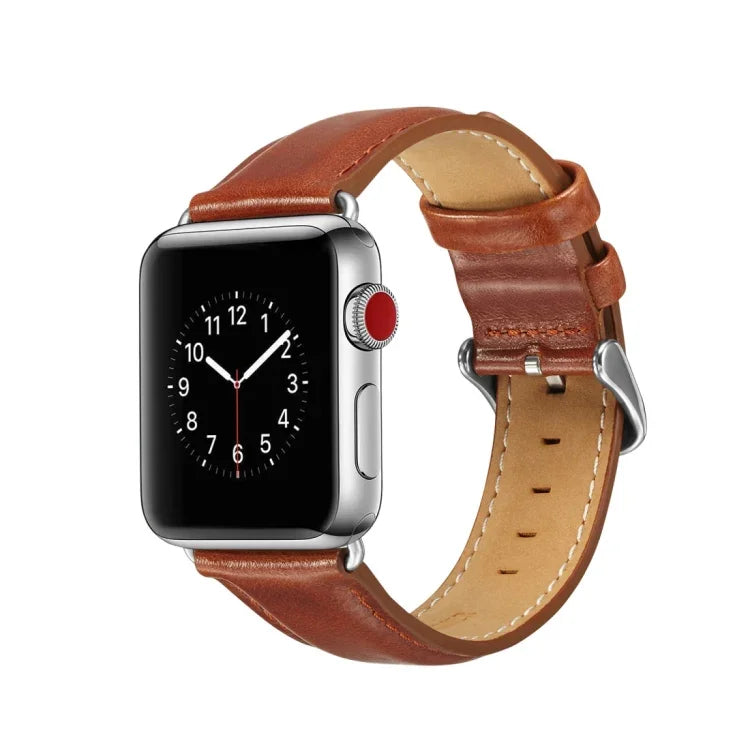 瘋馬紋理頂級牛皮錶帶，適用於 Apple Watch Series 7 41mm / 6 & SE & 5 & 4 40mm / 3 & 2 & 1 38mm，適用於 Apple Watch Series 7 45mm / 6 & SE & 5 & 4 44mm / 3 & 2 & 1 42mm