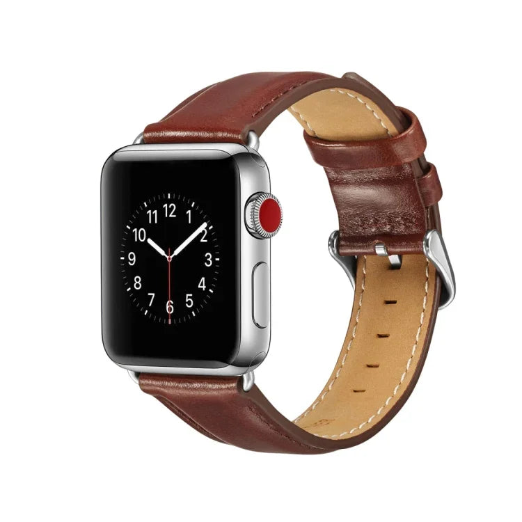 瘋馬紋理頂級牛皮錶帶，適用於 Apple Watch Series 7 41mm / 6 & SE & 5 & 4 40mm / 3 & 2 & 1 38mm，適用於 Apple Watch Series 7 45mm / 6 & SE & 5 & 4 44mm / 3 & 2 & 1 42mm