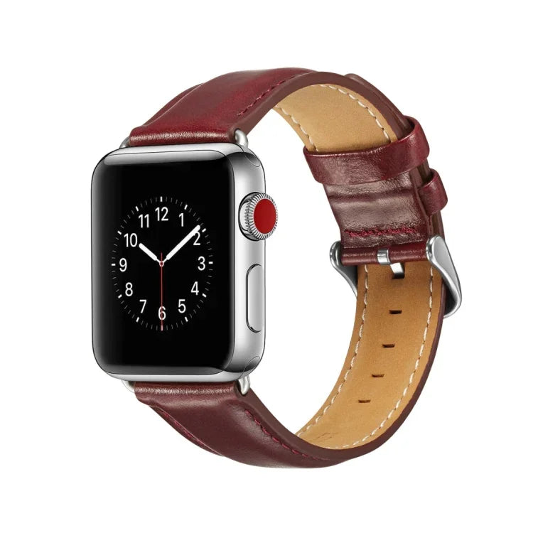 瘋馬紋理頂級牛皮錶帶，適用於 Apple Watch Series 7 41mm / 6 & SE & 5 & 4 40mm / 3 & 2 & 1 38mm，適用於 Apple Watch Series 7 45mm / 6 & SE & 5 & 4 44mm / 3 & 2 & 1 42mm