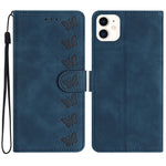 七蝶壓紋皮革手機殼，適用於 iPhone 12 mini、iPhone 11 Pro Max、iPhone 11、iPhone 11 Pro