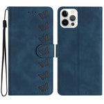 七蝶壓紋皮革手機殼，適用於 iPhone 14 Pro Max、iPhone 13 Pro Max、iPhone 13 Pro、iPhone 13、iPhone 13 mini、iPhone 12、iPhone 12 Pro Max、iPhone 12 Pro