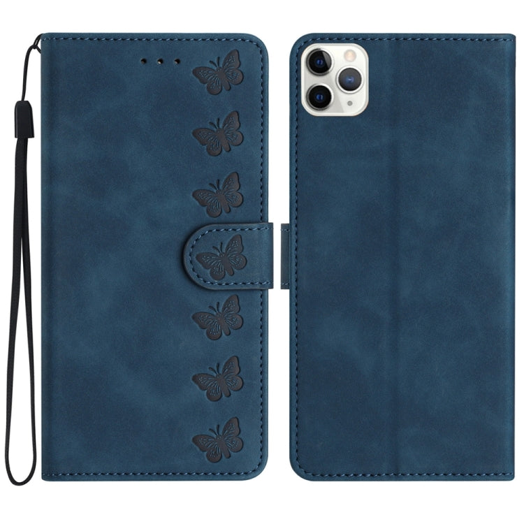 七蝶壓紋皮革手機殼，適用於 iPhone 12 mini、iPhone 11 Pro Max、iPhone 11、iPhone 11 Pro