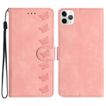 七蝶壓紋皮革手機殼，適用於 iPhone 12 mini、iPhone 11 Pro Max、iPhone 11、iPhone 11 Pro