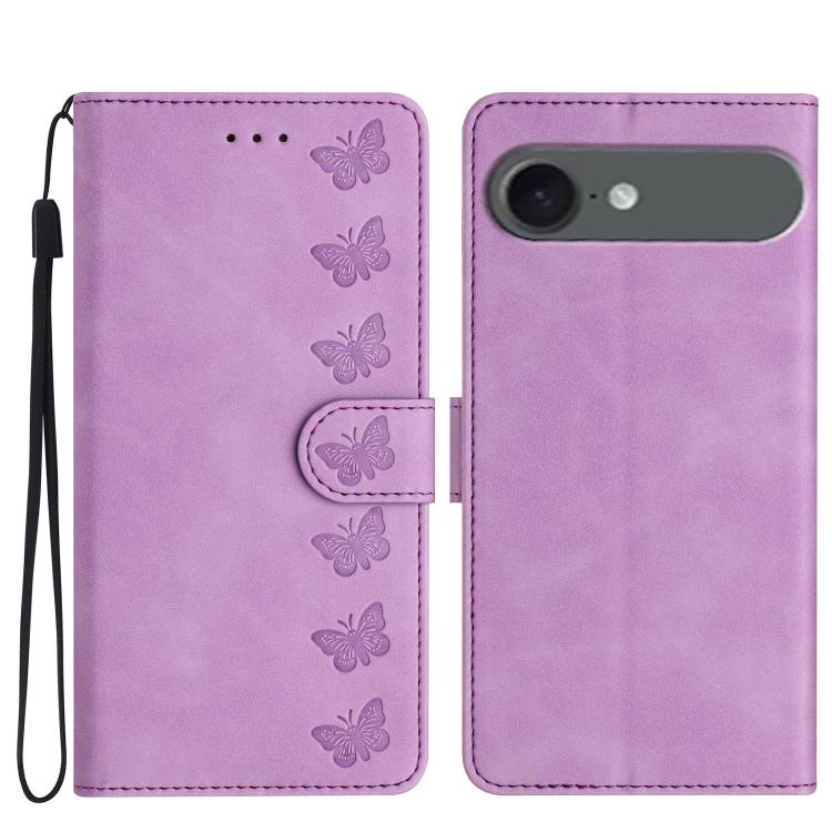 七蝶壓紋皮革手機殼，適用於iPhone 16e / 17e，適用於iPhone 17 Pro Max，適用於iPhone 17 Pro，適用於iPhone 17，適用於iPhone Air，適用於iPhone 16 Pro Max，適用於iPhone 16 Pro，適用於iPhone 16 Plus