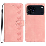 七蝶壓紋皮革手機殼，適用於iPhone 16e / 17e，適用於iPhone 17 Pro Max，適用於iPhone 17 Pro，適用於iPhone 17，適用於iPhone Air，適用於iPhone 16 Pro Max，適用於iPhone 16 Pro，適用於iPhone 16 Plus