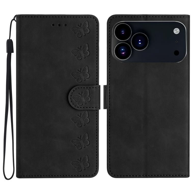 七蝶壓紋皮革手機殼，適用於iPhone 16e / 17e，適用於iPhone 17 Pro Max，適用於iPhone 17 Pro，適用於iPhone 17，適用於iPhone Air，適用於iPhone 16 Pro Max，適用於iPhone 16 Pro，適用於iPhone 16 Plus