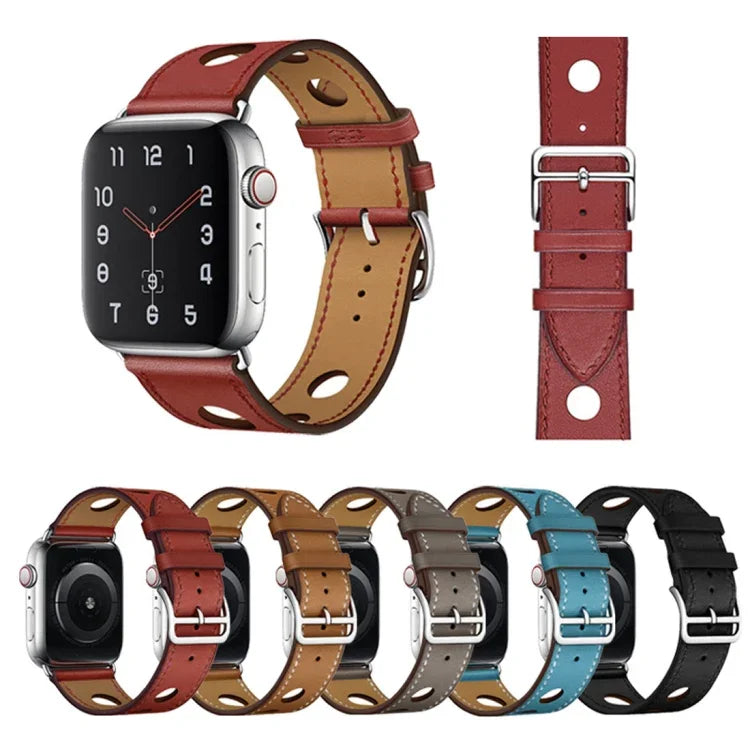 皮革三孔替換錶帶，適用於 Apple Watch Series 8&7 41mm / SE 2&6&SE&5&4 40mm / 3&2&1 38mm，適用於 Apple Watch Series 7 45mm / 6 & SE & 5 & 4 44mm / 3 & 2 & 1 42mm，適用於 Apple Watch Series 7 41mm / 6 & SE & 5 & 4 40mm / 3 & 2 & 1 38...