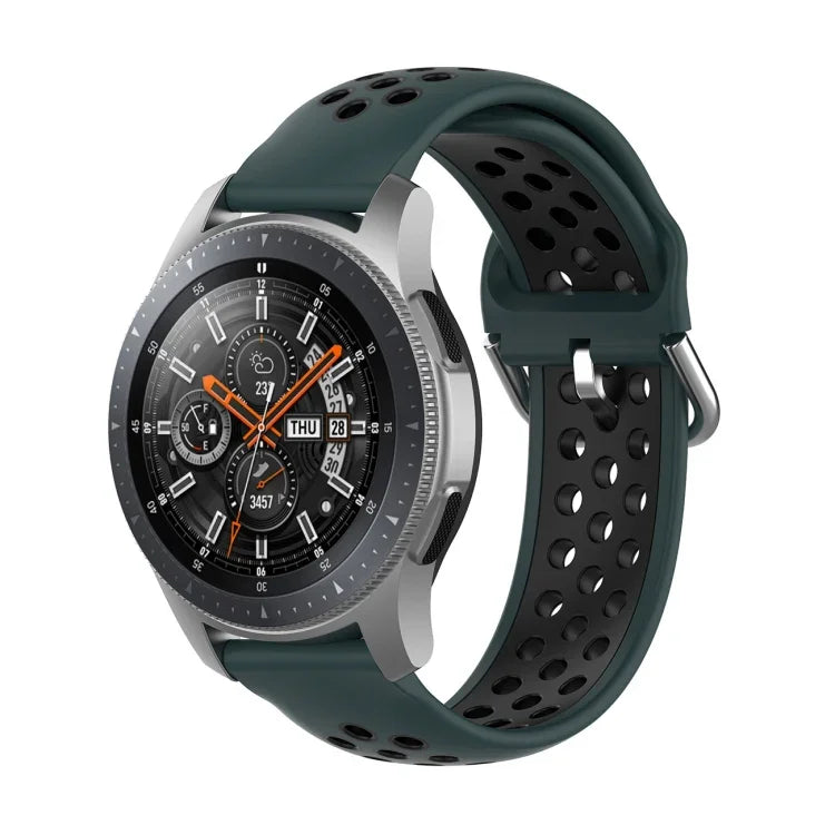 通用運動雙色矽膠替換腕帶，適用於 Samsung Galaxy Watch 46mm / Gear S3，適用於華為 Watch GT2 / Honor Magic Watch 2 46mm