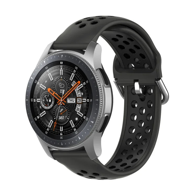 通用運動雙色矽膠替換腕帶，適用於 Samsung Galaxy Watch 46mm / Gear S3，適用於華為 Watch GT2 / Honor Magic Watch 2 46mm
