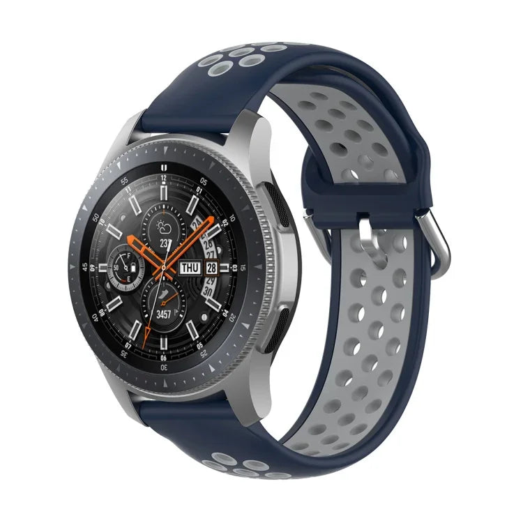 通用運動雙色矽膠替換腕帶，適用於 Samsung Galaxy Watch 46mm / Gear S3，適用於華為 Watch GT2 / Honor Magic Watch 2 46mm