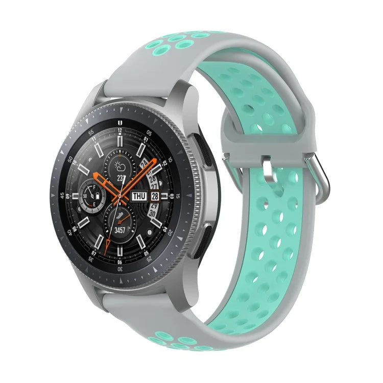 通用運動雙色矽膠替換腕帶，適用於 Samsung Galaxy Watch 46mm / Gear S3，適用於華為 Watch GT2 / Honor Magic Watch 2 46mm