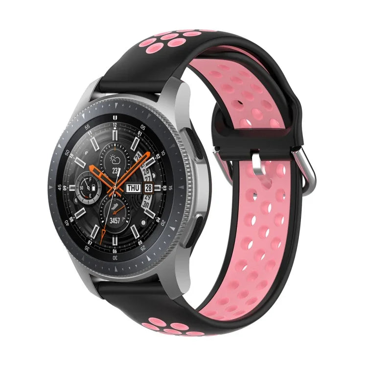 通用運動雙色矽膠替換腕帶，適用於 Samsung Galaxy Watch 46mm / Gear S3，適用於華為 Watch GT2 / Honor Magic Watch 2 46mm