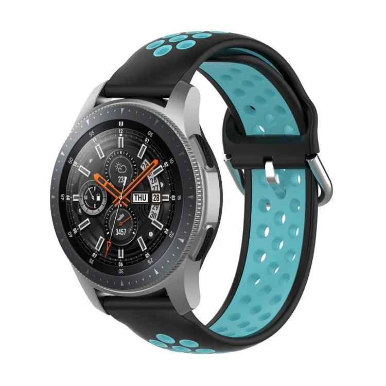 通用運動雙色矽膠替換腕帶，適用於 Samsung Galaxy Watch 46mm / Gear S3，適用於華為 Watch GT2 / Honor Magic Watch 2 46mm