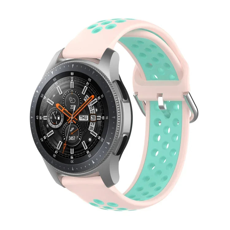 通用運動雙色矽膠替換腕帶，適用於 Samsung Galaxy Watch 46mm / Gear S3，適用於華為 Watch GT2 / Honor Magic Watch 2 46mm